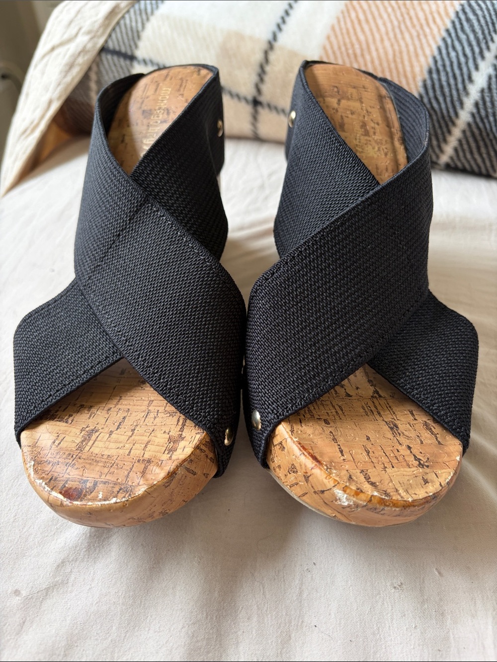 Montego Bay Club Black Cork Platform Wedge Sandals